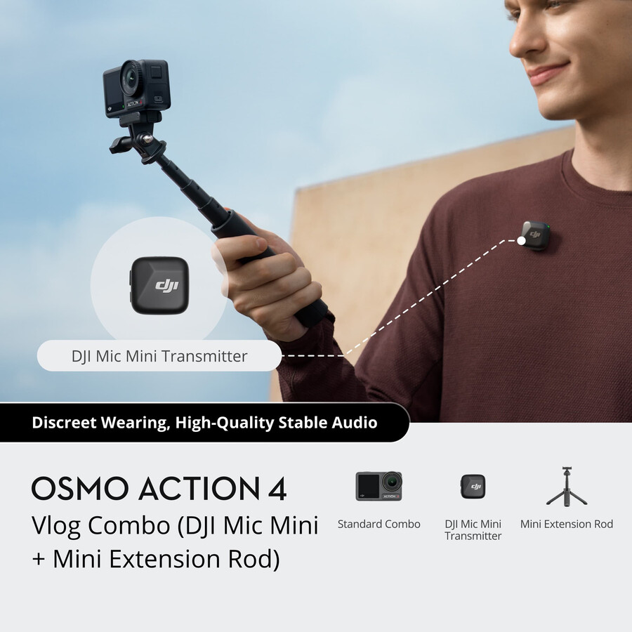 pacchetto osmo action 4 vlog dji mic mini mini extension bar